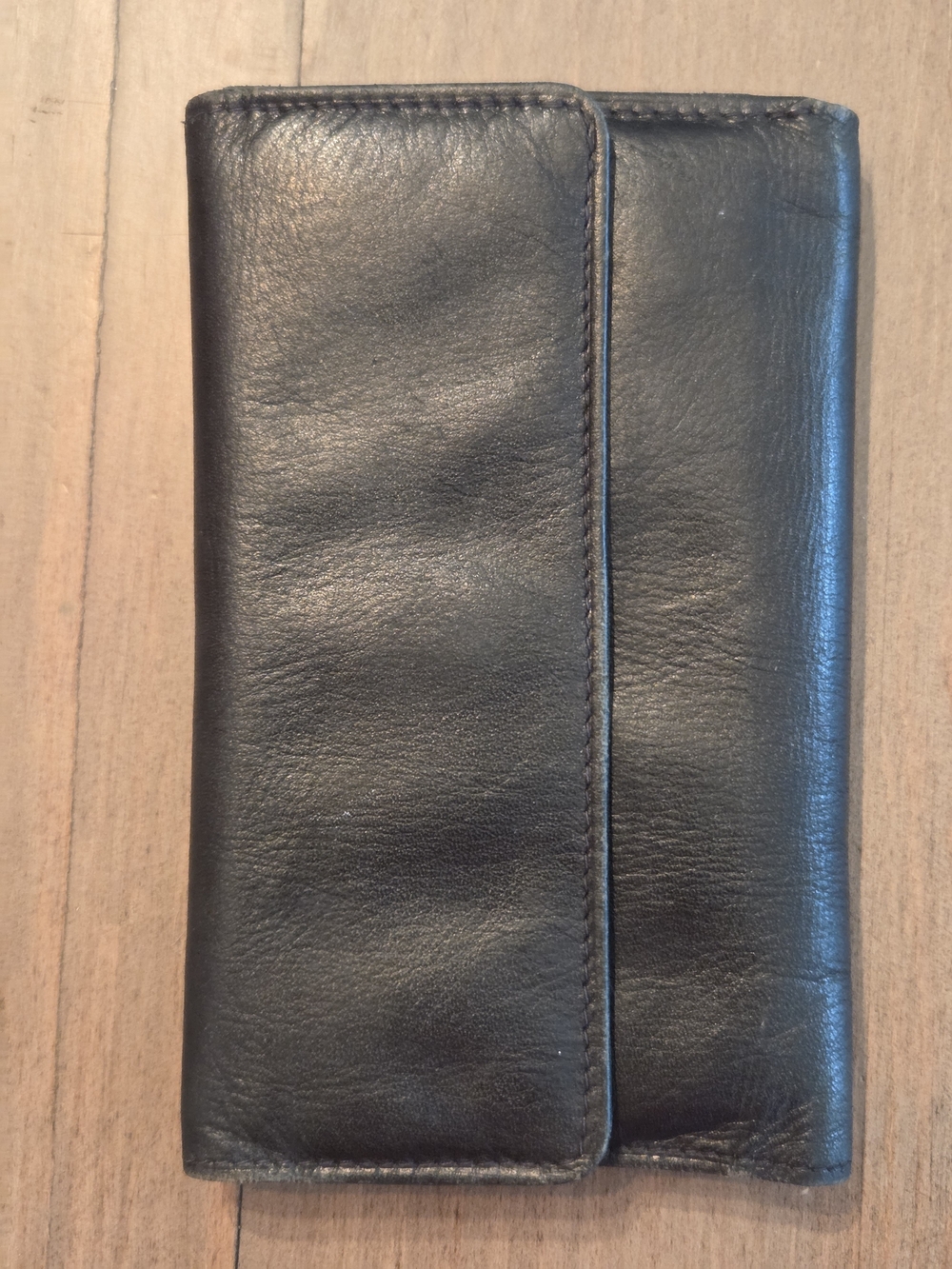 Vintage PITT Black Genuine Leather Trifold Wallet